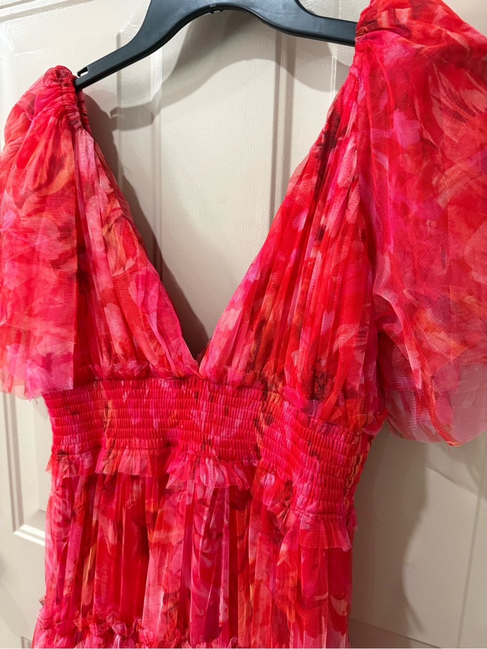 Showpo Leianna Tiered Floral Maxi Dress in Pink-Red - Picture 3 of 8